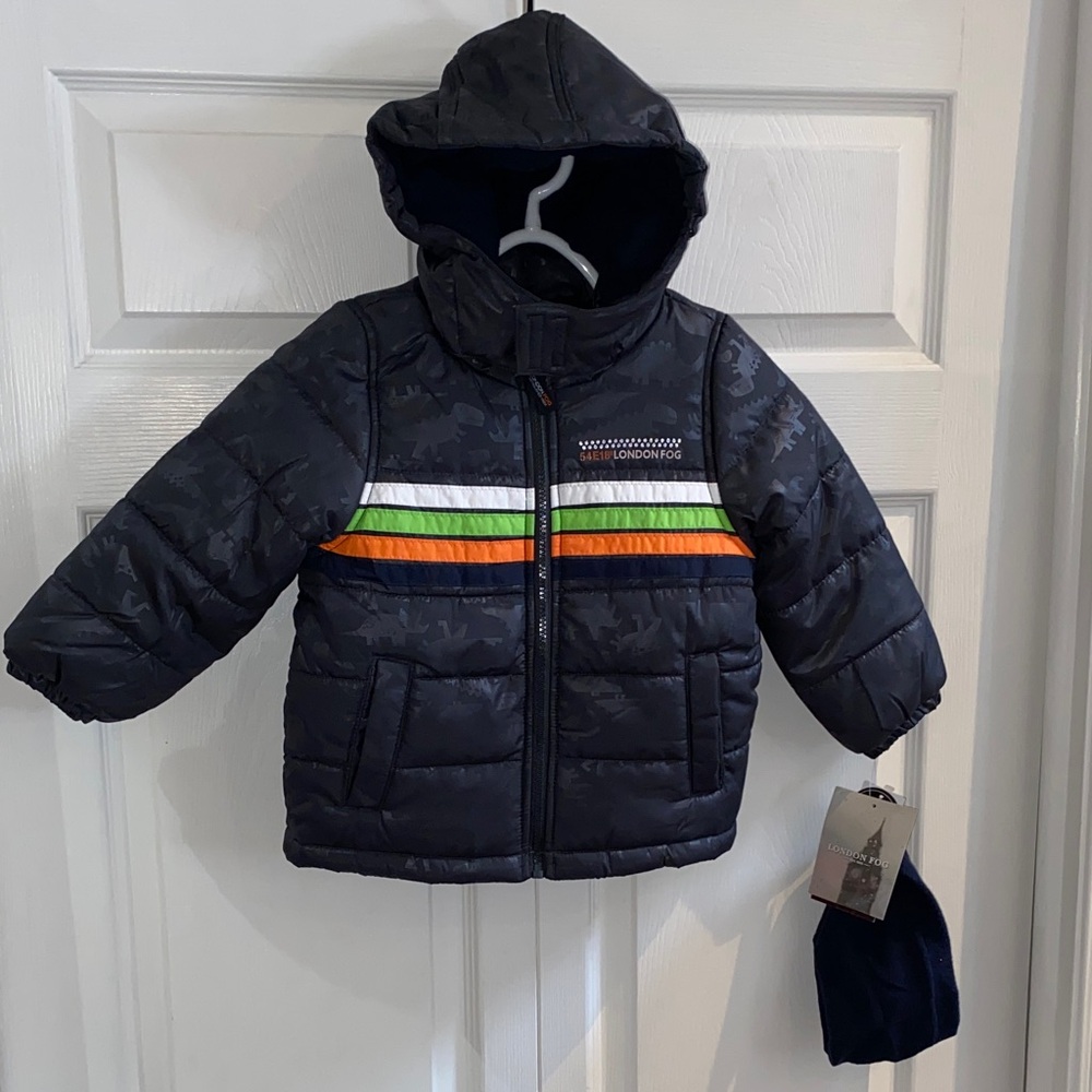 London Fog Boys Winter Puffer Jacket with Hood and Hat Size 4T